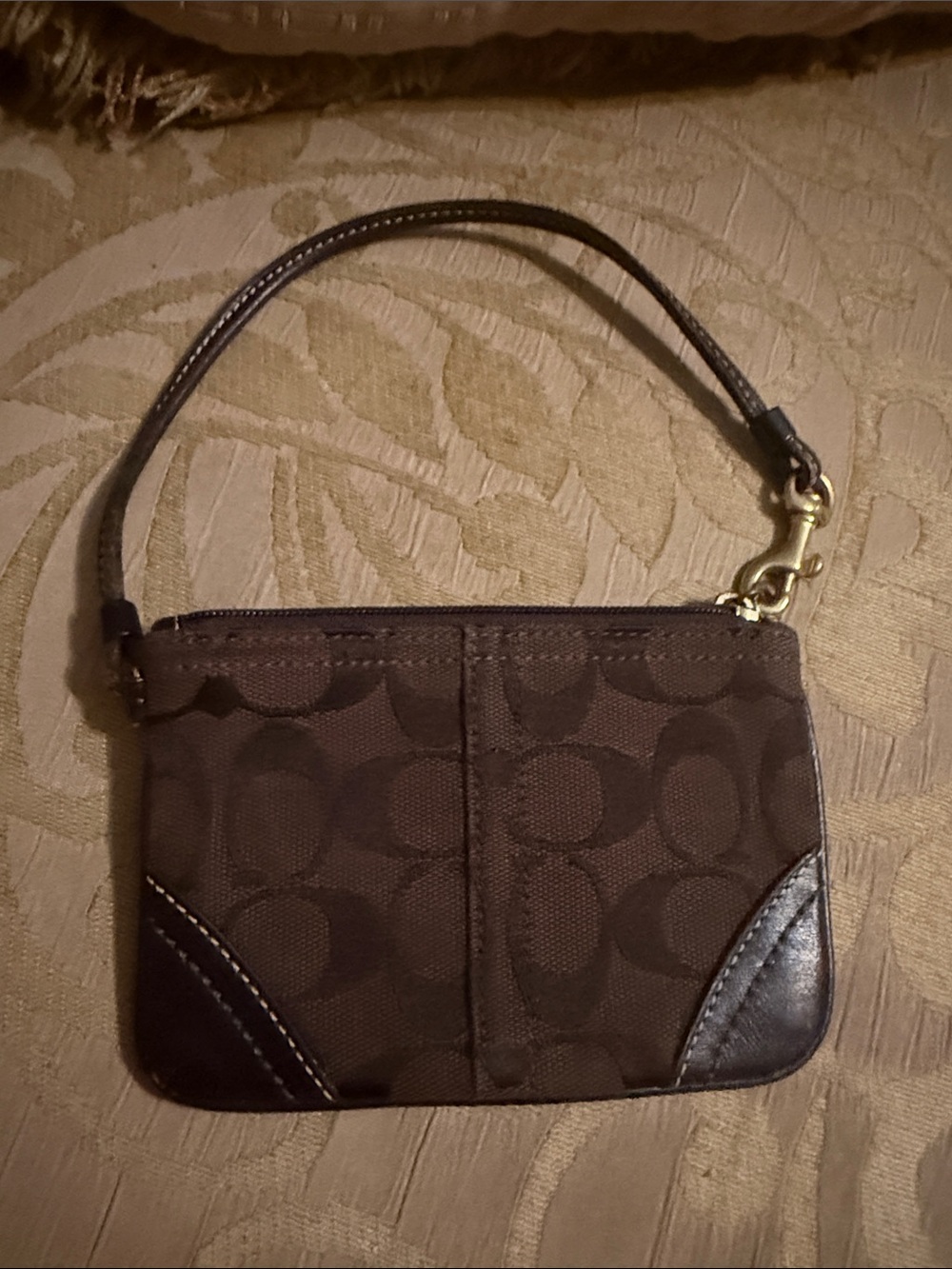 Coach Brown Signature Wristlet preloved